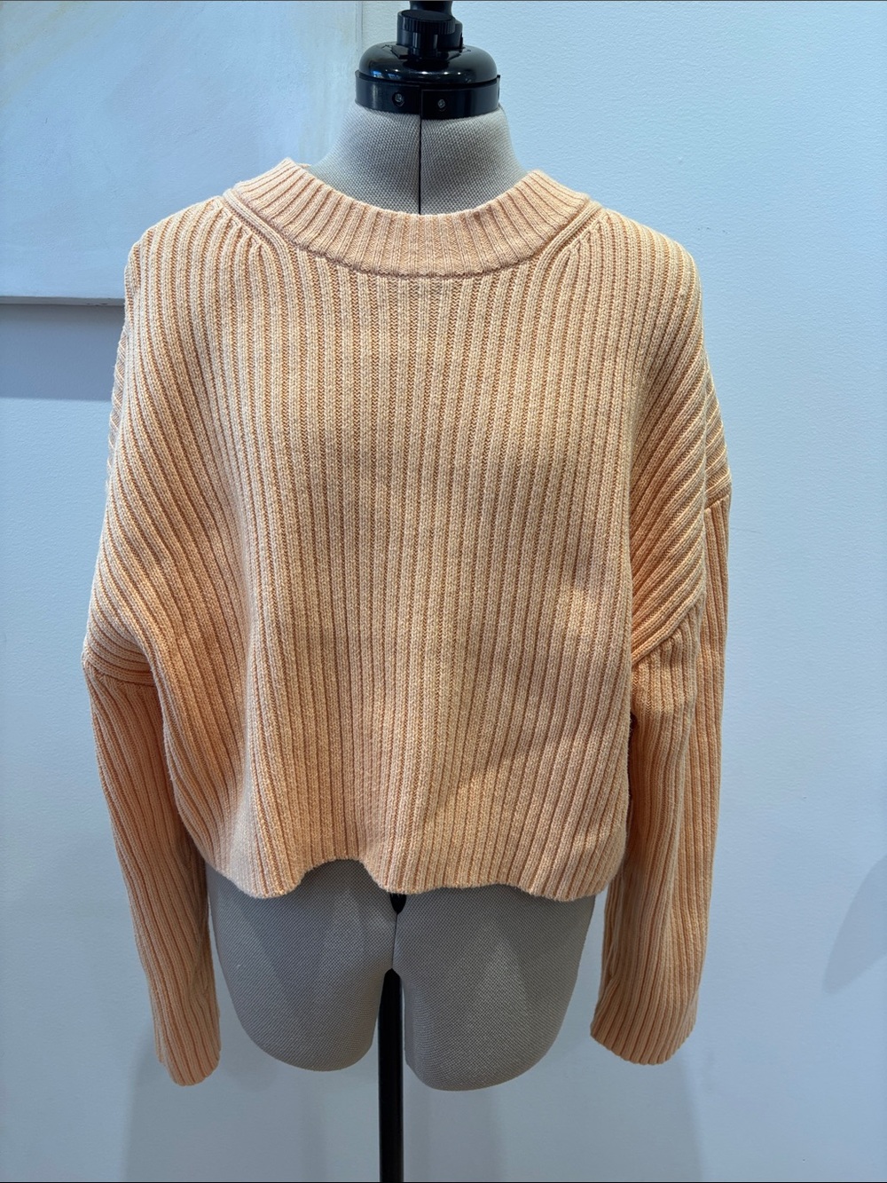 Ribbed Crew Neck Sweater in Brown Like New